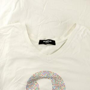 1PIU1UGUALE3 RELAX Tシャツ カットソー 半袖 ラインストーン 3 Vネック XXL 白 ホワイト マルチカラー /MP GY11