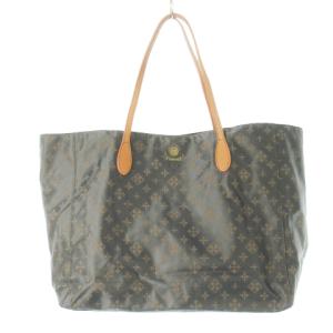 トートバッグ ハンドバッグ ナイロン レザー 革 ジャカード ロゴ モノグラム 茶 ブラウン /CK5