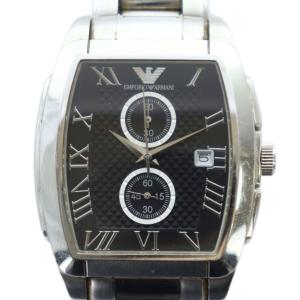 腕時計 ウォッチ クォーツ 黒文字盤 クロノグラフ カレンダー付き スクエア シルバー色 AR-0937