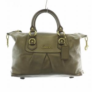 サッチェル ハンドバッグ ワンショルダー 2WAY レザー ロゴ ゴールド金具 茶色 ブラウン F15445