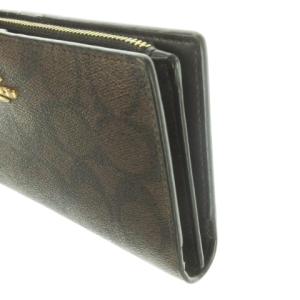 COACH 長財布 二つ折り財布 ロングウォレット 小銭入れあり レザー PVC シグネチャー ロゴ 茶 ブラウン