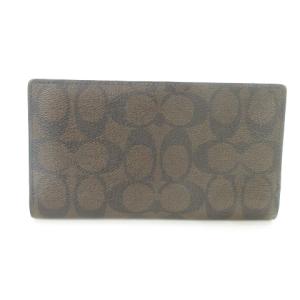 COACH 長財布 二つ折り財布 ロングウォレット 小銭入れあり レザー PVC シグネチャー ロゴ 茶 ブラウン