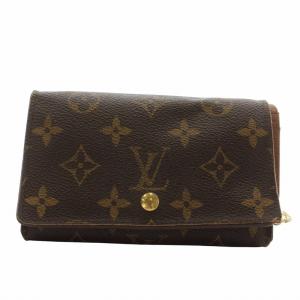 ポルトモネ ビエモノグラム トレゾール 財布 二つ折り PVC レザー モノグラム 総柄 茶色 ブラウン