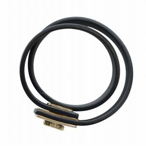 Salvatore Ferragamo ブレスレット アクセサリー バングル ロゴ ゴールド金具 レザー ガンチーニ 黒 ブラック GY11 /MQ