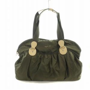 ボストンバッグ ショルダー 2WAY ナイロン レザー ロゴ カーキ GY18 /MQ