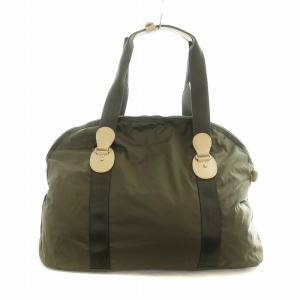 agnes b. ボストンバッグ ショルダー 2WAY ナイロン レザー ロゴ カーキ GY18 /MQ