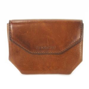 コインケース 小銭入れ レザー 革 フラップ ロゴ型押し 茶 ブラウン /CK30 GY18
