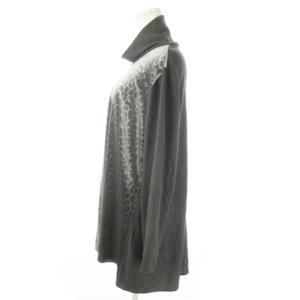 伊太利屋 GK カットソー ベロア ハイネック 長袖 切替 レオパード ヒョウ柄 ラインストーン 光沢 大きいサイズ