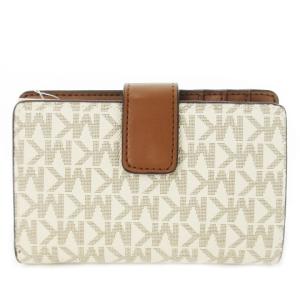 MICHAEL KORS 二つ折り財布 ウォレット 小銭入れあり PVC レザー 革 MK柄 ロゴ ベージュ /CK31 GY18