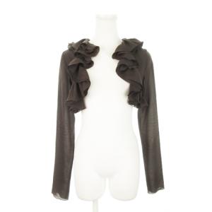 ボレロ カーディガン トッパー シアー 透け感 長袖 フリル 40 M 茶 ブラウン /AH3 GY18