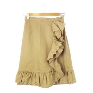 タイトスカート ひざ丈 フリル カットワーク 刺繍 スカラップ レース ベージュ /CK32 GY18