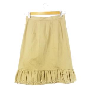 RED VALENTINO REDVALENTINO タイトスカート ひざ丈 フリル カットワーク 刺繍 スカラップ レース ベージュ /CK32 GY18