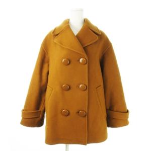 Pコート ピーコート ミドル丈 ダブル オーバーサイズ タック 小さいサイズ 34 XS 茶 ブラウン