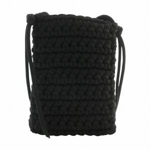 N°21 ショルダーバッグ ミニ 編み込み ロゴ シルバー金具 黒 ブラック /XZ GY11