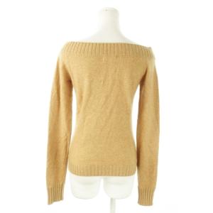 BURBERRY BLUE LABEL ニット セーター オフショルダー 長袖 カシミヤ混 ロゴ刺繍 38 M 茶 ブラウン /AO19 GY18