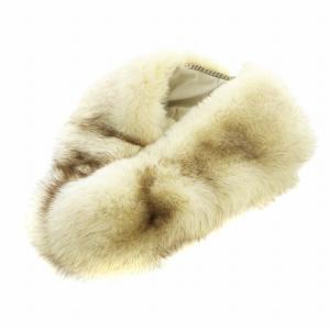 銀サガ 毛皮ティペット ショール 襟巻 フォックスファー ロゴ アイボリー GY18 /MQ