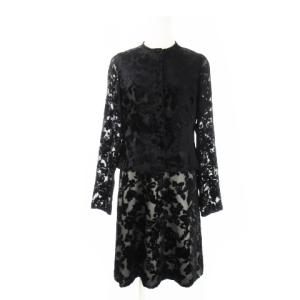 2点セット ワンピース ひざ丈 ノースリーブ ブラウス シアー 長袖 フロッキー加工 ベロア 花柄 9