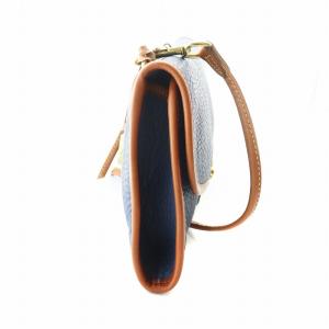 DOONEY&BOURKE ショルダーバッグ 斜めがけ ポーチ レザー 切替 型押し ロゴ フラップ 紺 ネイビー GY18 /MQ