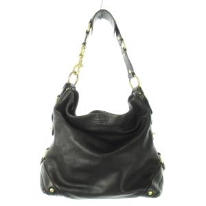 ハンドバッグ ワンショルダー レザー 革 ロゴ型押し ゴールド金具 黒 ブラック 10616 /CK17