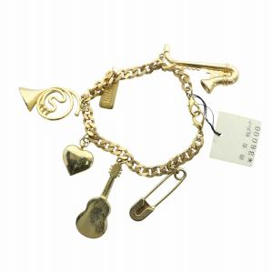MOSCHINO ブレスレット アクセサリー チャーム ロゴ ハート 安全ピン 楽器 チェーン ゴールド色 GY18 /MQ