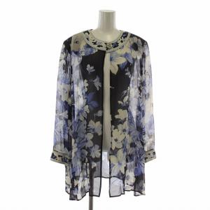 fashion ノースリーブワンピース ひざ丈 花柄 白 ホワイト 40 約