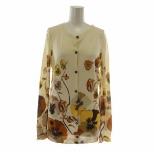 カーディガン パンジー 総柄 L アイボリー