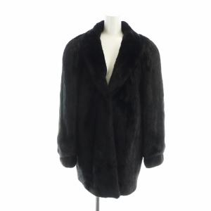 belle vison 銀サガ 毛皮コート ブラックミンクファー 総裏地 長袖 ミドル ネーム刺繍入り