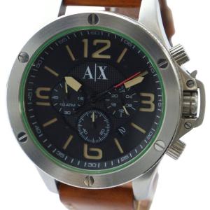 腕時計 ウォッチ クォーツ 黒文字盤 ロゴ クロノグラフ カレンダー付き シルバー色 AX1516 GY18