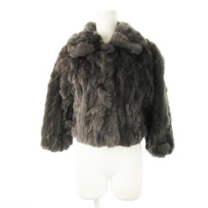 ファージャケット ショート丈 ラビットファー 毛皮 M グレー /CK4 GY18