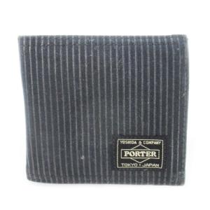 吉田カバン 二つ折り財布 ウォレット 小銭入れあり キャンバス ストライプ ロゴ 紺 ネイビー /CK32