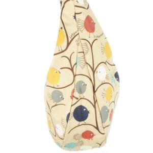 LesportSAC ショルダーバッグ ホーボー 半月型 ポーチ付き 2点セット ナイロン ロゴ アニマル 鳥 総柄 ベージュ