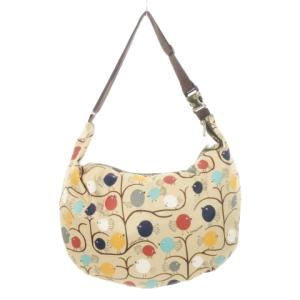 LesportSAC ショルダーバッグ ホーボー 半月型 ポーチ付き 2点セット ナイロン ロゴ アニマル 鳥 総柄 ベージュ