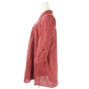 BURBERRY BLUE LABEL シャツワンピース ミニ 七分袖 コットン ドット 総柄 ロゴ刺繍 38 M 赤 レッド /AO20 GY18