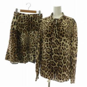 セットアップ シルク レオパード柄
