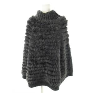 BLUMARINE ケープ ポンチョ ラビットファー ウール混 36 S グレー /CK11 GY18