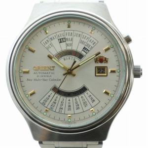 腕時計 自動巻き デイト マルチイヤーカレンダー 21石 白文字盤 シルバー色 48D701-91