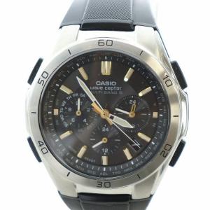 ウェーブセプター MULTIBAND6 腕時計 ウォッチ 電波ソーラー ロゴ 黒文字盤 クロノグラフ カレンダー付き