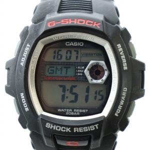 腕時計 ウォッチ クォーツ デジタル ロゴ カレンダー付き ラバーベルト バイブレーション機能 黒 ブラック