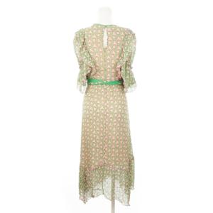 DIANE von FURSTENBERG ワンピース ラップ ひざ丈  半袖 袖コン 楊柳 フリル シアー リボン 幾何学 総柄 2 S ピンク