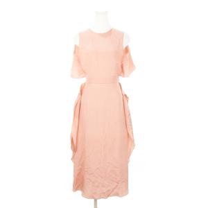 ロングワンピース シルク ノースリーブ バックシャン セパレート フリル 絹 小さいサイズ 34 XXS