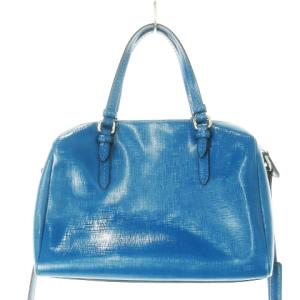 COACH ショルダーバッグ 2way ハンドバッグ レザー 革 ツヤ ロゴ 青 ブルー /CK1 GY18