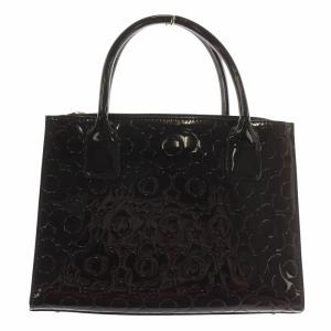 MARY QUANT ハンドバッグ ショルダー 2WAY エナメル 花柄 デイジー 総柄 ロゴ 黒 ブラック /XZ GY18