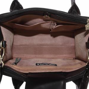 MARY QUANT ハンドバッグ ショルダー 2WAY エナメル 花柄 デイジー 総柄 ロゴ 黒 ブラック /XZ GY18