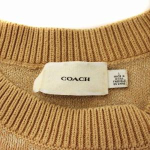 COACH ニット セーター 麻 リネン 長袖 クルーネック シグネチャー 総柄 L ベージュ CA308 /XZ