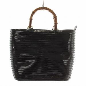 バンブー ハンドバッグ トート エナメル 黒 ブラック 002 1817 0413 /XZ GY18