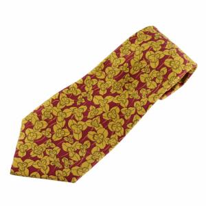 ネクタイ 絹 シルク レギュラータイ 花柄 総柄 ロゴ 黄色 イエロー 紫 パープル /XZ GY18