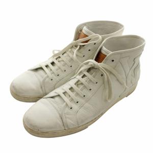LOUIS VUITTON スニーカー シボ革 レザー ハイカット ロゴ 8.5 27cm 白 ホワイト /XZ GY18