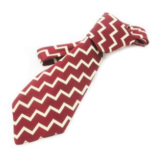 cravatte ネクタイ ワイド シルク 絹 ぎざぎざ ストライプ 総柄 裏プリント 赤 レッド ボルドー
