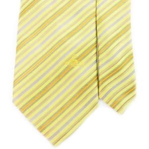 Vivienne Westwood ネクタイ シルク オーブロゴ 刺繍 マルチストライプ イエロー