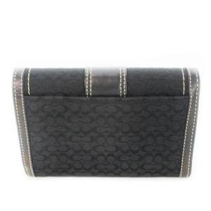 COACH 二つ折り財布 ウォレット キャンバス レザー 革 シグネチャー ベルトデザイン バックル 黒 ブラック